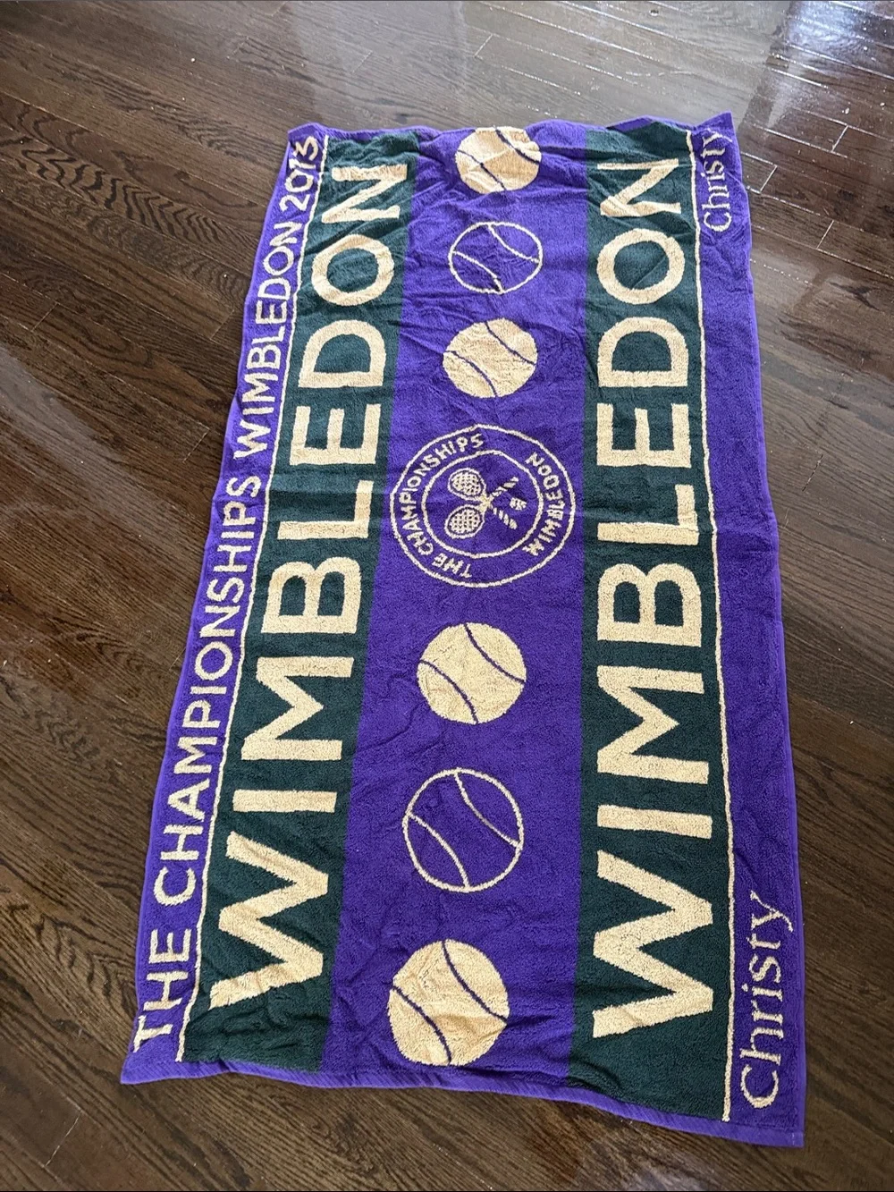 Wimbledon Tennis England 2013 Christy Purple and Gold Logo Towel - Case - NEW